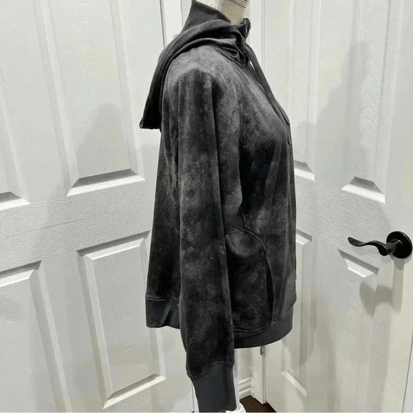 Danskin zip front hooded tie dye grays jacket, extra warm neck layer, thumbholes - Picture 7 of 12